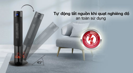 Quạt sưởi Mutosi tích hợp công nghệ cảm biến thông minh tự động tắt nguồn khi quạt nghiêng đổ hay khi quá nhiệt