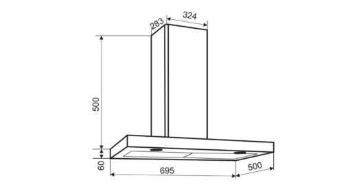 Kích thước lắp đặt máy hút mùi Faster Quatrolux 70SB