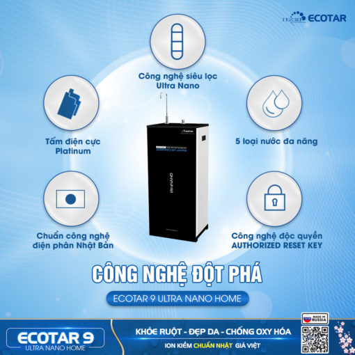 Máy Lọc Nước Ion Kiềm Ecotar 9 Ultra Nano Home