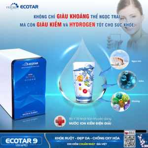 Geyser ecotar 9 ultra RO có nước ion kiềm giàu vi khoáng tốt cho sức khỏe