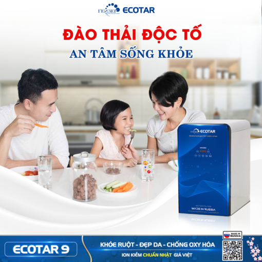 Máy lọc nước ion kiềm Geyser Ecotar 9 cho nước ion kiềm giúp đào thải độc tố