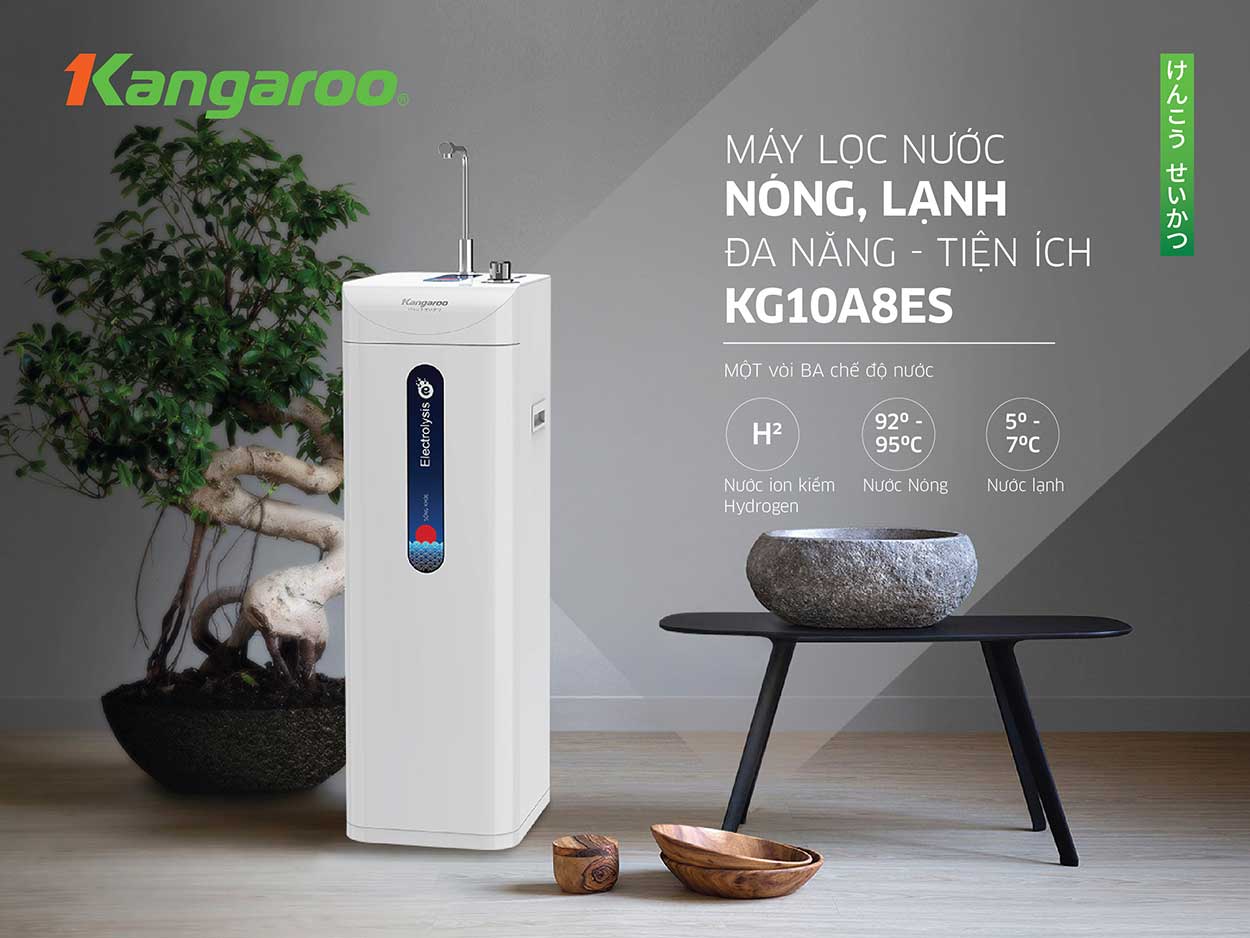 Máy Lọc Nước Nóng Lạnh Hydrogen Ion Kiềm Kangaroo Kg10a8es