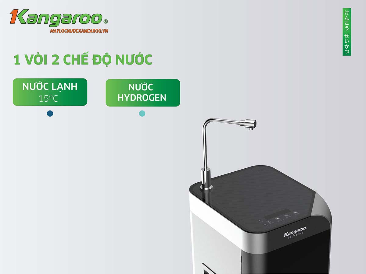 Máy Lọc Nước Kangaroo Hydrogen Ion Kiềm Tích Hợp Lạnh Waterfall Kg100ew