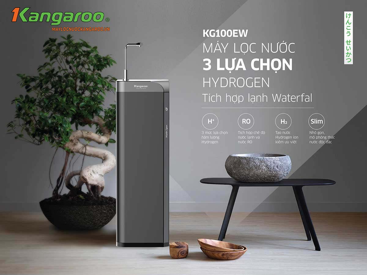 Máy Lọc Nước Kangaroo Hydrogen Ion Kiềm Tích Hợp Lạnh Waterfall Kg100ew