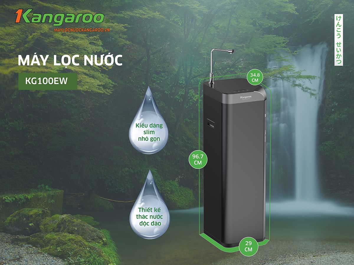 Máy Lọc Nước Kangaroo Hydrogen Ion Kiềm Tích Hợp Lạnh Waterfall Kg100ew