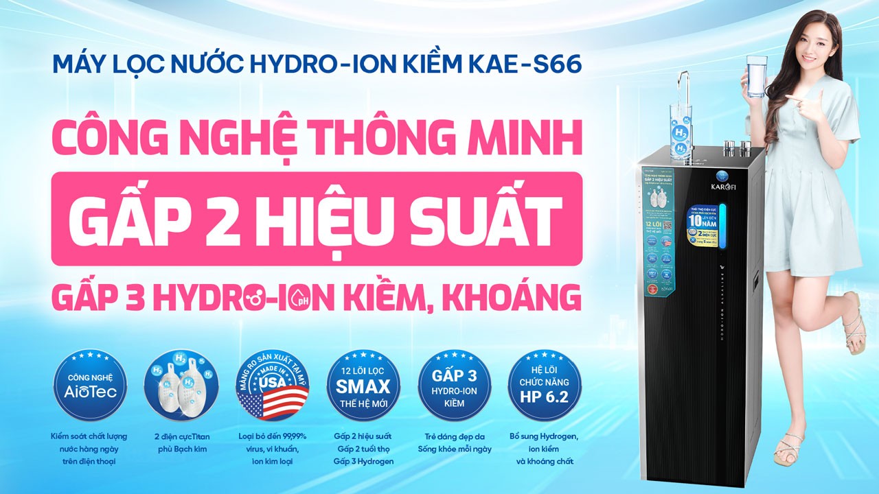 Máy Lọc Nước Hydro Ion Kiềm Karofi Kae S66