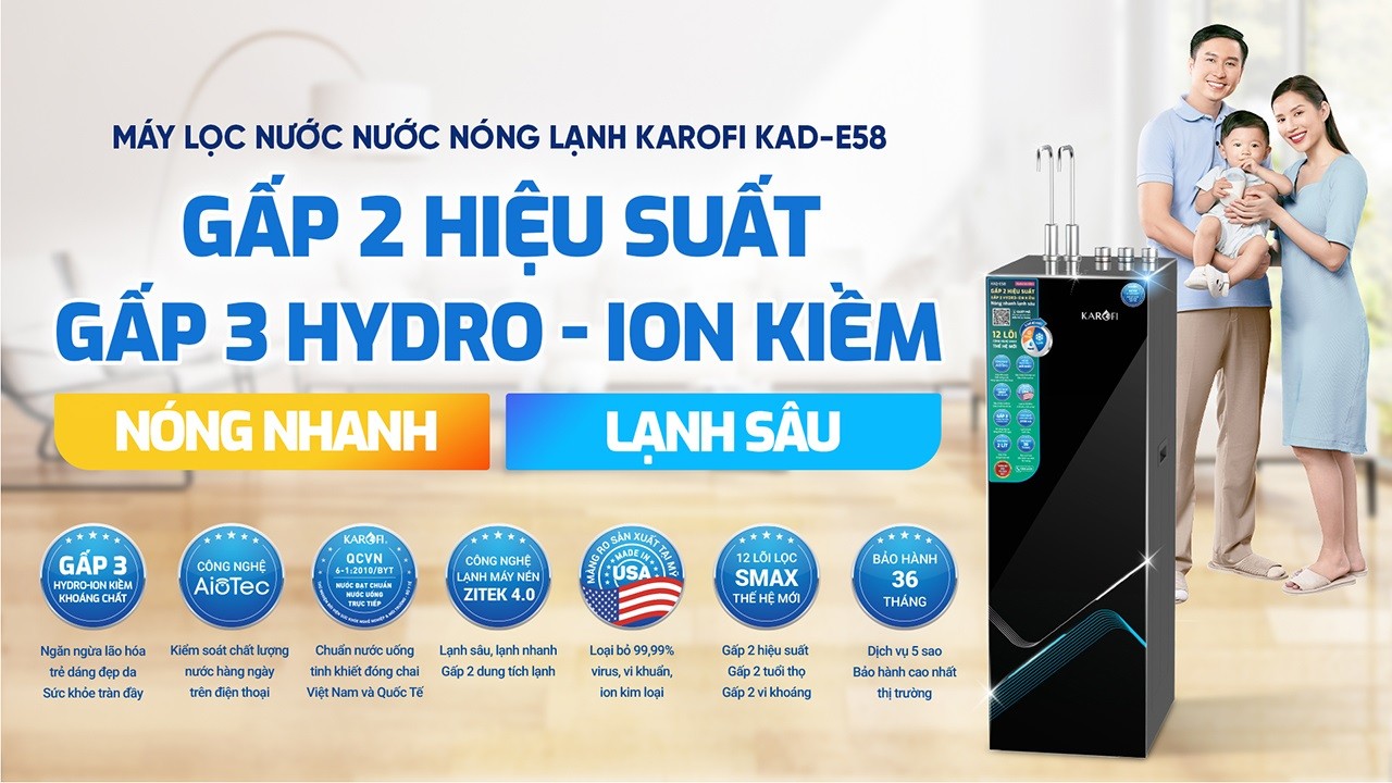 Máy Lọc Nước Nóng Lạnh Karofi Kad E58