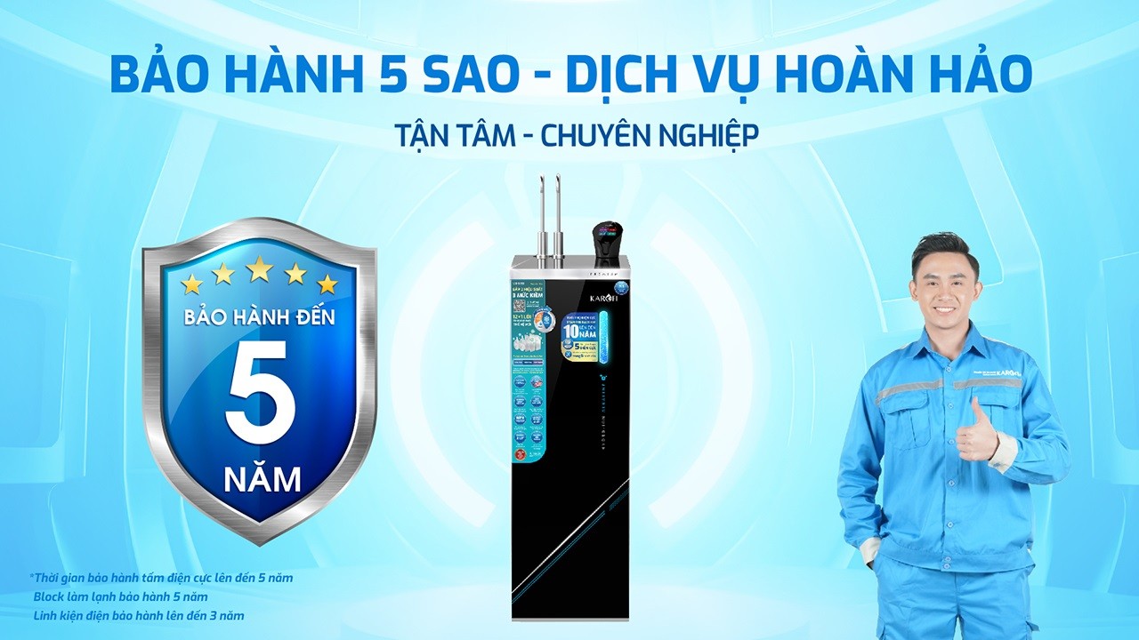 Máy Lọc Nước Nóng Lạnh Hydro Ion Kiềm Karofi Kae S695