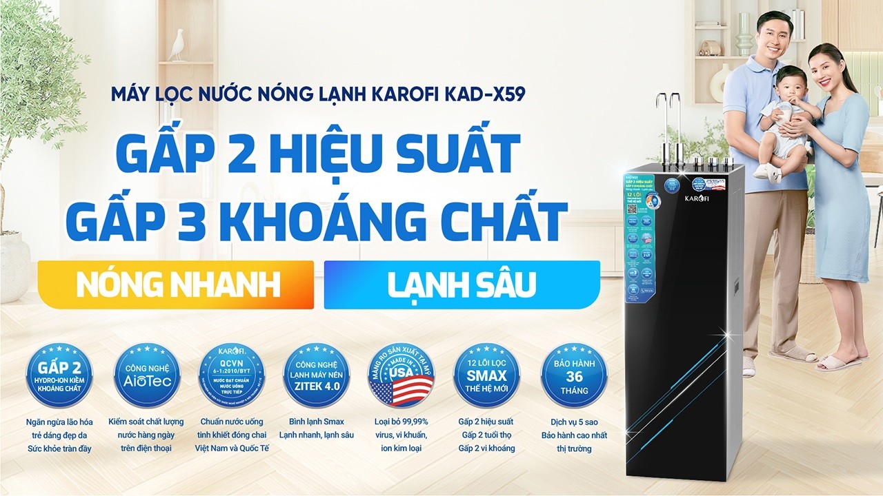 Máy Lọc Nước Nóng Lạnh Karofi Kad X59