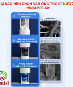 Bộ Đầu Nối Ống Thoát Nước Pimisi Pdt 501 Ngăn Mùi | Chính Hãng
