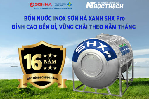 Bồn Nước Inox Sơn Hà Xanh Shx Pro 500l Ngang (Φ720)