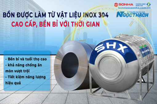 Bồn Nước Inox Sơn Hà Xanh Shx 500l Ngang (Φ720)