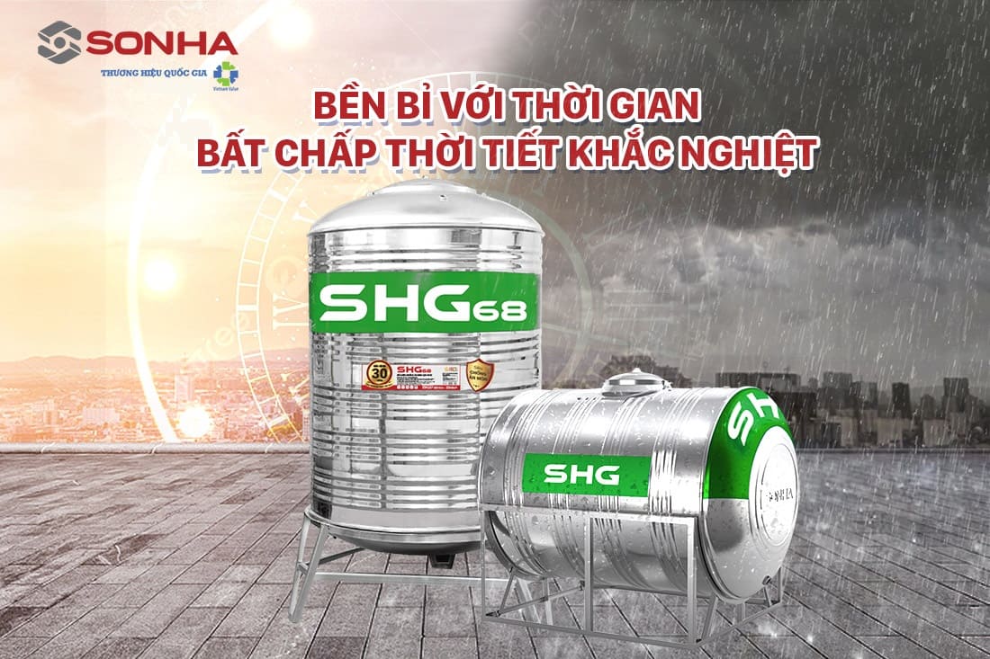 Bồn Inox Lộc Phát Siêu Chống ăn Mòn 500l Đứng Shg68d500f720 Sơn Hà Xanh