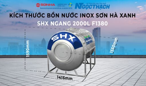 Bồn Nước Inox Sơn Hà Xanh Shx 2000l Ngang (Φ1140) (sao Chép)