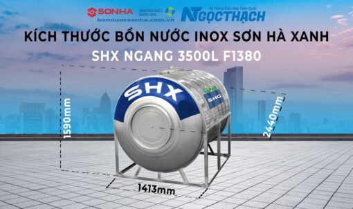 Bồn Nước Inox Sơn Hà Xanh Shx 2500l Ngang (Φ1380) (sao Chép)