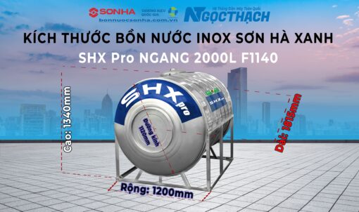 Bồn Nước Inox Sơn Hà Xanh Shx Pro 1500l Ngang (Φ1140) (sao Chép)