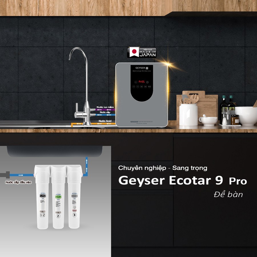 Máy Lọc Nước Ion Kiềm Giàu Hydro Geyser Ecotar 9 Pro