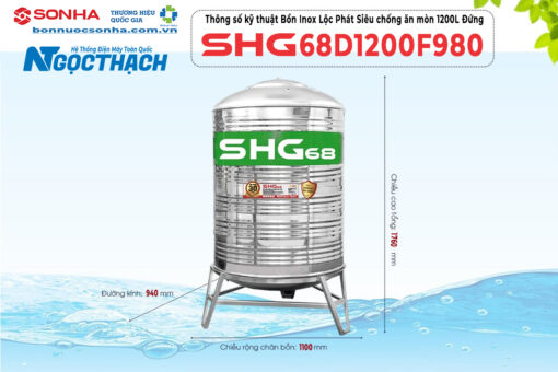 Bồn Inox Lộc Phát Siêu Chống ăn Mòn 1200l Đứng Shg68d1200f980 Sơn Hà Xanh