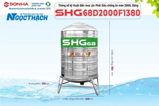 Bồn Inox Lộc Phát Siêu Chống ăn Mòn 2000l Đứng Shg68d2000f1140 Sơn Hà Xanh