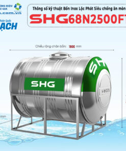 Bồn Inox Lộc Phát Siêu Chống ăn Mòn 2500l Ngang Shg68n2500f1380