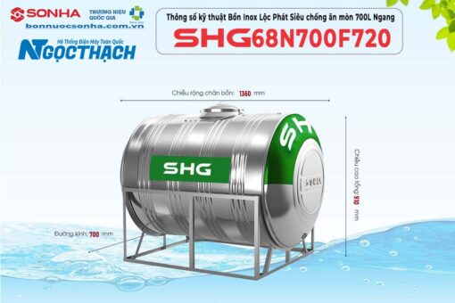 Bồn Inox Lộc Phát Siêu Chống ăn Mòn 700l Ngang Shg68n700f720