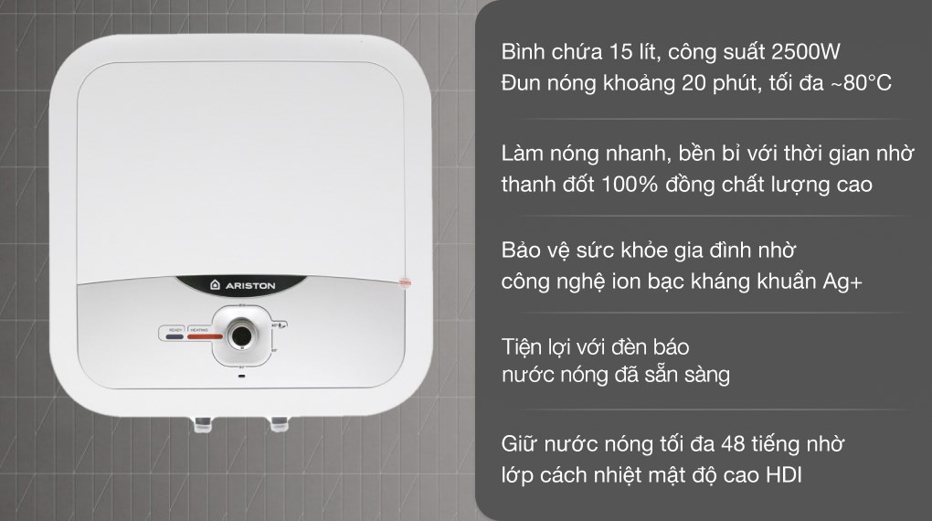 Bình Nóng Lạnh Ariston 15 Lít Vuông An2 15 Rs