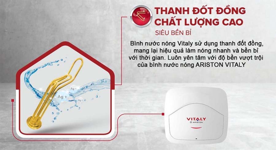 Bình Nóng Lạnh Ariston Vitaly 15 Lít Vuông