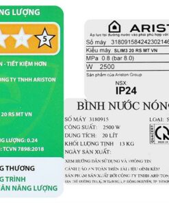 Máy Nước Nóng Gián Tiếp Ariston 20 Lít 2500w Slim3 20 Rs