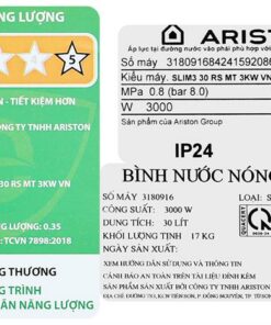 Bình Nước Nóng Gián Tiếp Ariston 30 Lít 3000w Slim3 30 Rs