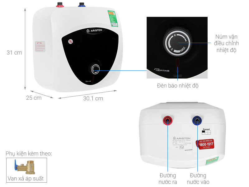 Bình Nóng Lạnh Ariston 6l An Lux 6 Ue 1.5 Fe