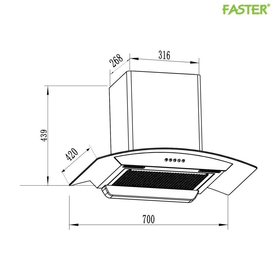 Máy Hút Mùi Faster Fs Ch370b