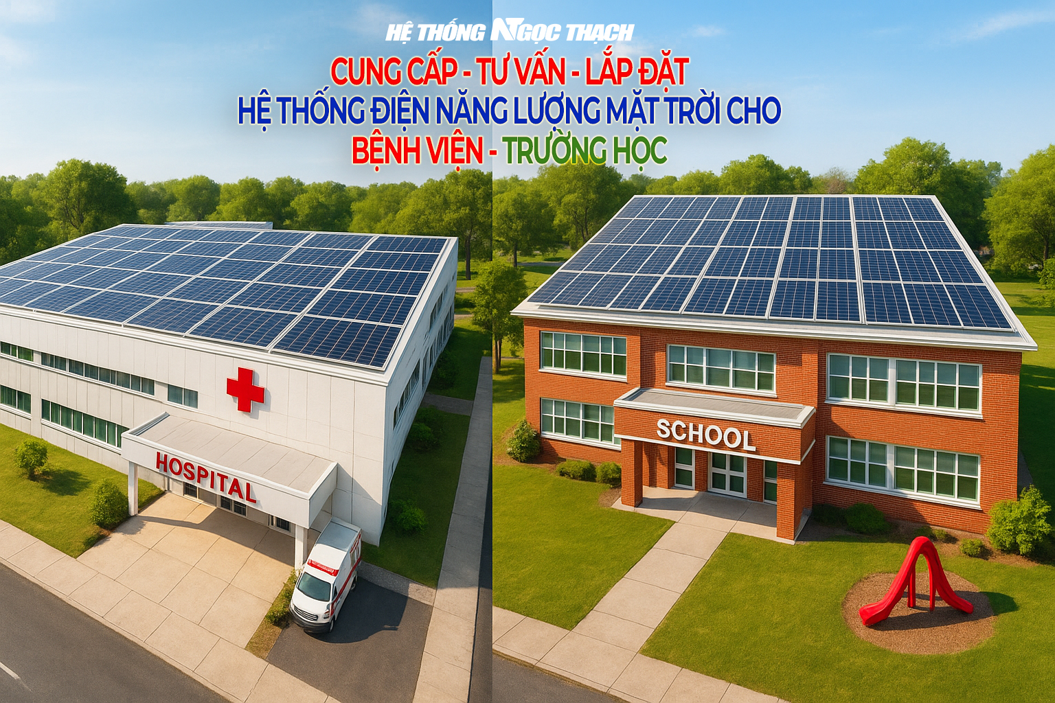 Hệ Thống Điện Máy Ngọc Thạch – Đơn Vị Cung Cấp Và Triển Khai Hệ Thống Điện Mặt Trời Cho Trường Học Và Bệnh Viện