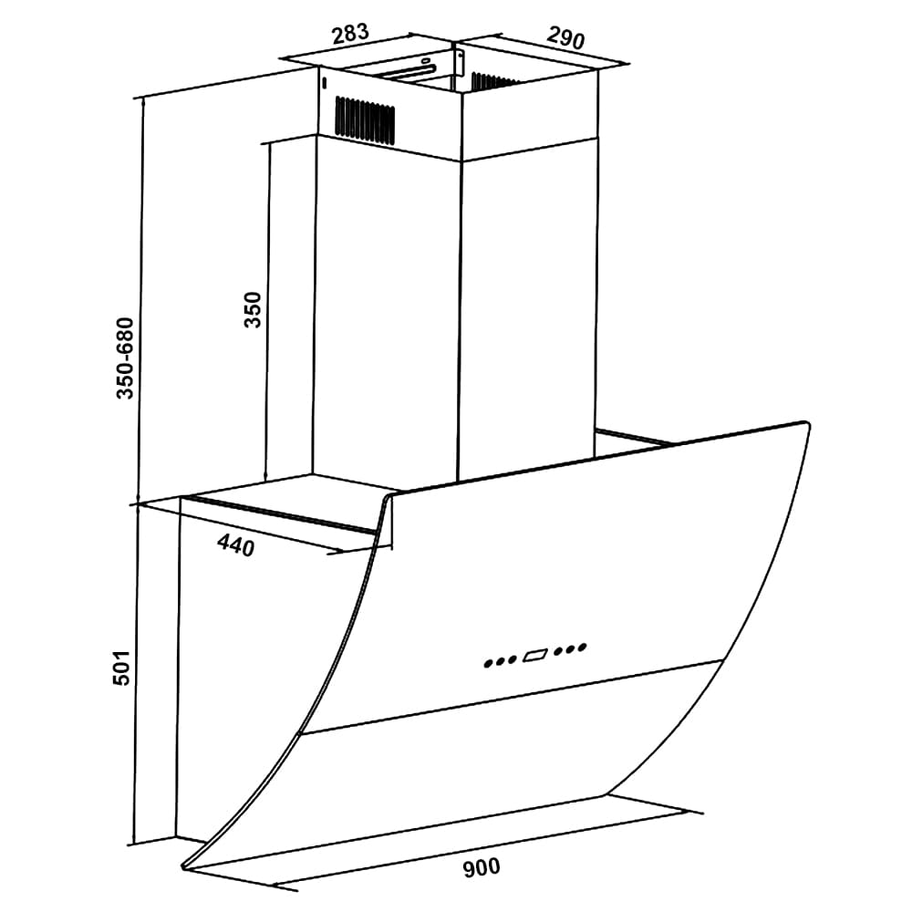 Máy Hút Mùi Faster Fs 90cg | Black