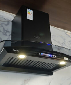 Máy Hút Mùi áp Tường Kính Cong Màu đen Cảm ứng 70cm Faster Fs 700b Autoclean