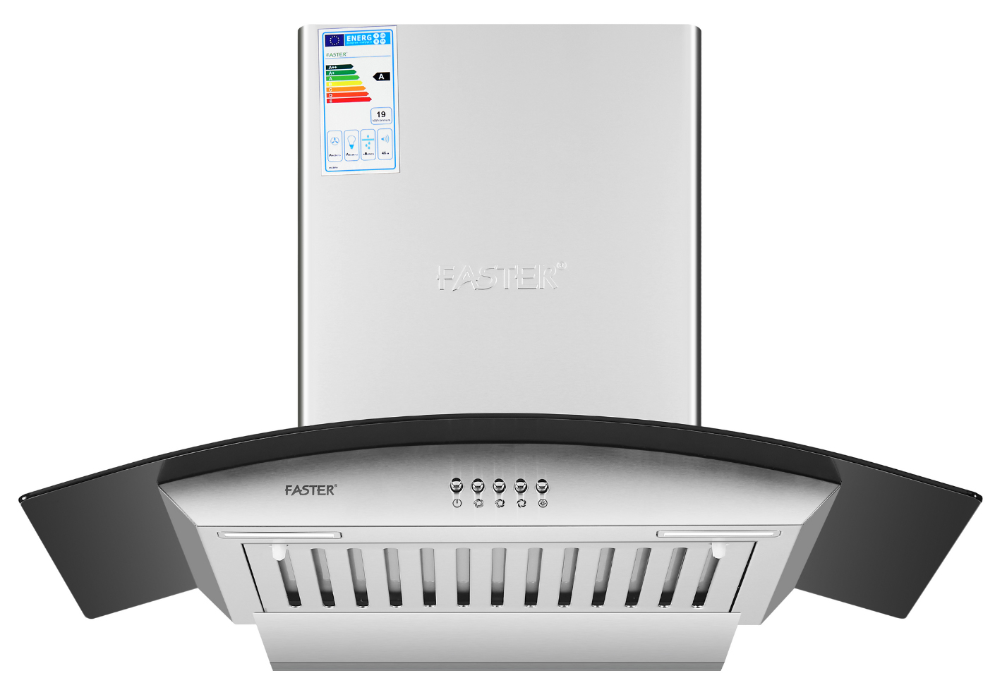 Máy Hút Mùi áp Tường Kính Cong Inox 70cm Faster Fs Ch370s