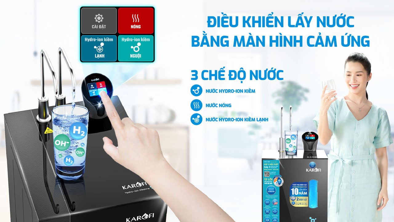 Máy Lọc Nước Nóng Lạnh Hydro Ion Kiềm Karofi Kae S86