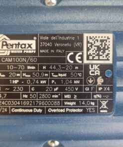 Máy Bơm Nước Chân Không Pentax Cam 100n/60 (1.0hp) 750w 220v
