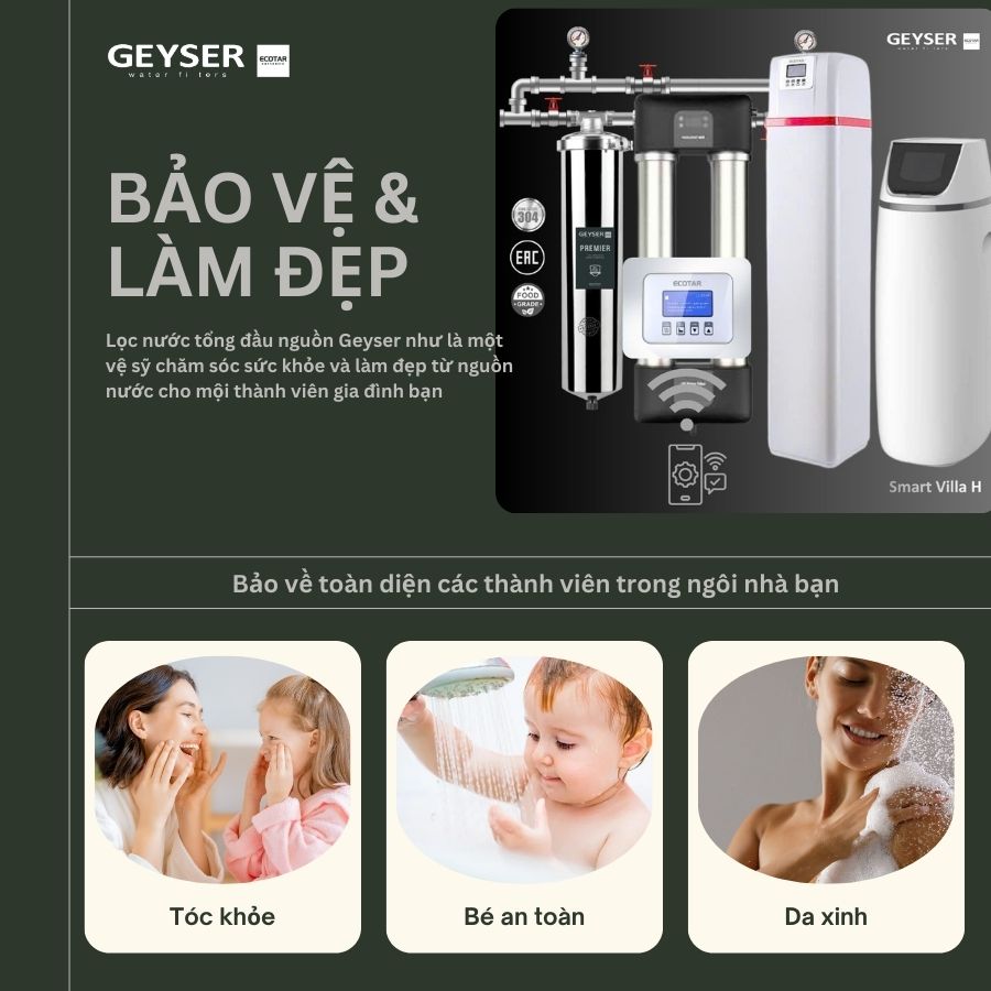 Hệ Thống Lọc Tổng Biệt Thự Lâu đài Cao Cấp Geyser Ecotar Lux Smart Villa H Tích Hợp Wifi điều Khiển Thông Minh