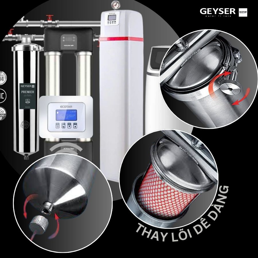 Hệ Thống Lọc Tổng Biệt Thự Lâu đài Cao Cấp Geyser Ecotar Lux Smart Villa H Tích Hợp Wifi điều Khiển Thông Minh