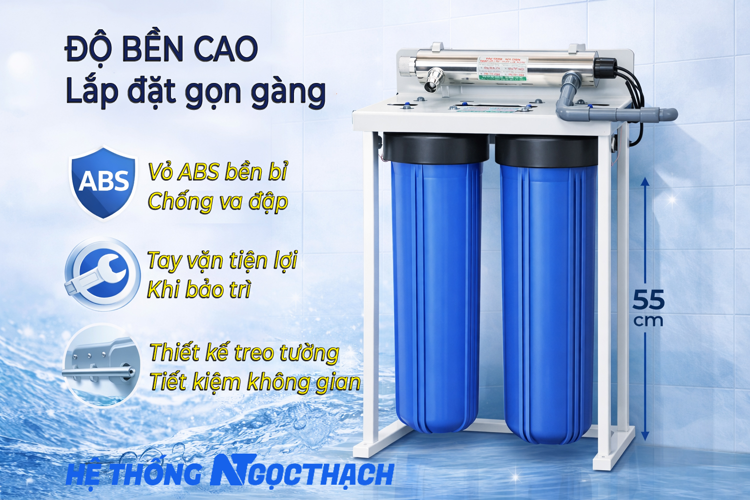 Bộ Lọc Nước đầu Nguồn 2 Cấp – 2 Cốc Béo, 1 Đèn Uv