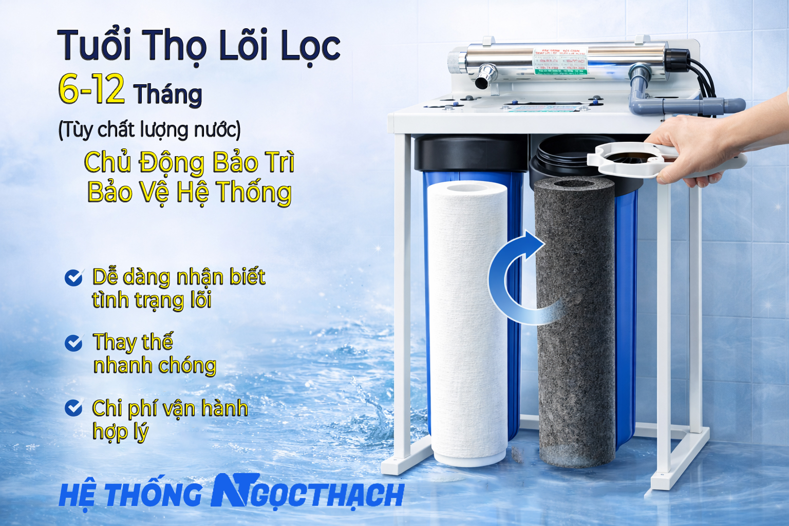 Bộ Lọc Nước đầu Nguồn 2 Cấp – 2 Cốc Béo, 1 Đèn Uv