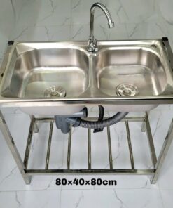 Bộ Sản Phẩm Chậu Rửa Bát 1 Hố 1 Bàn – 1 Vòi – Có Chân (sao Chép)