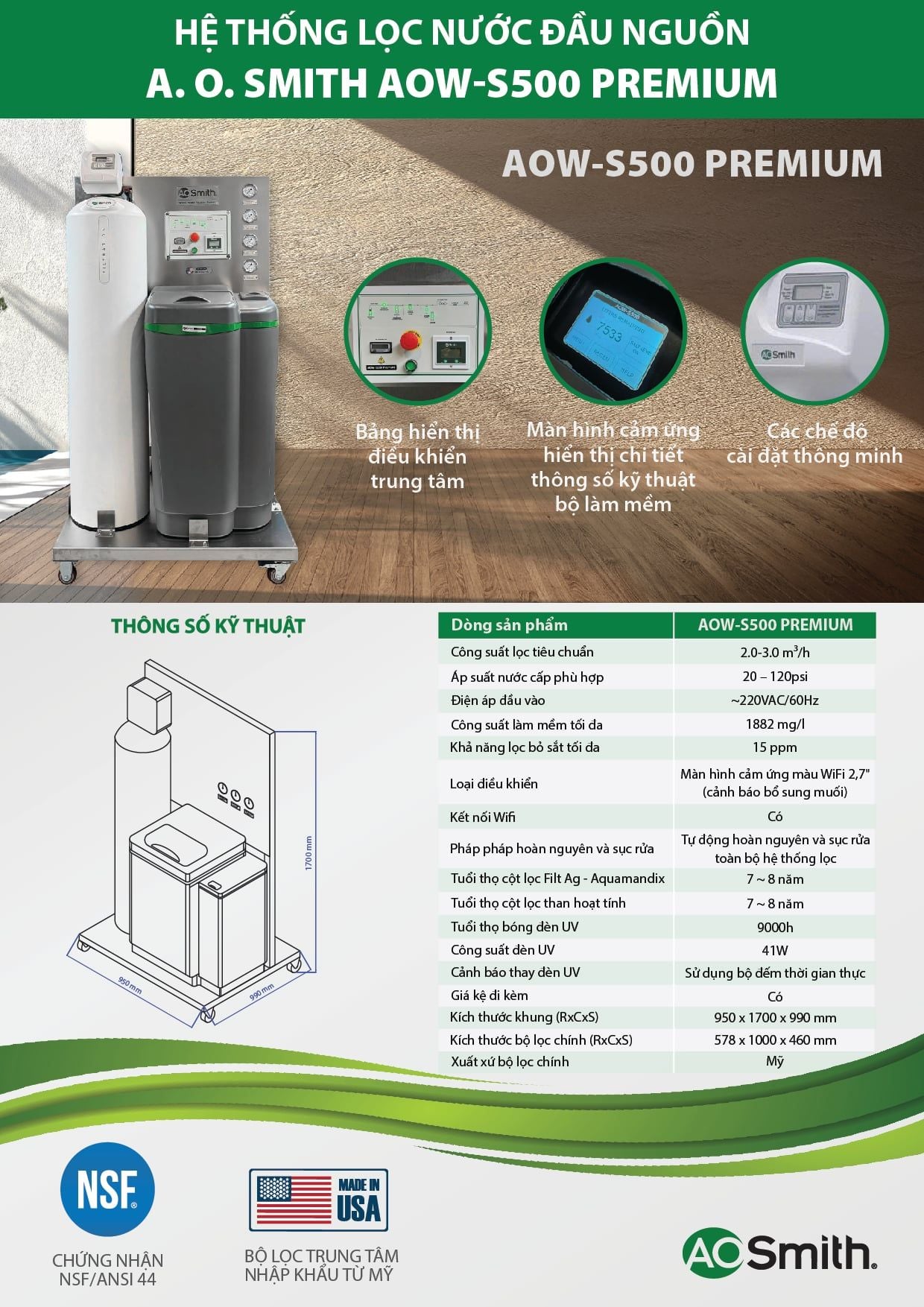 Hệ Thống Lọc Nước đầu Nguồn Aow S500 Premium