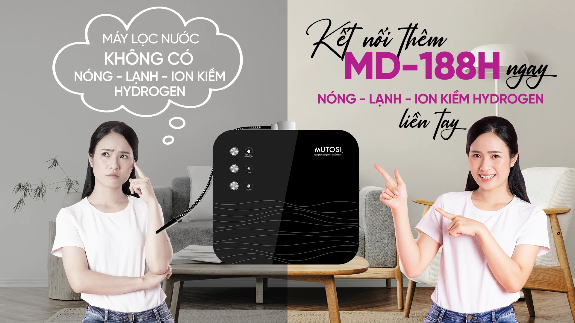 Máy Nóng Lạnh Ion Kiềm Hydrogen Mutosi Md 188h