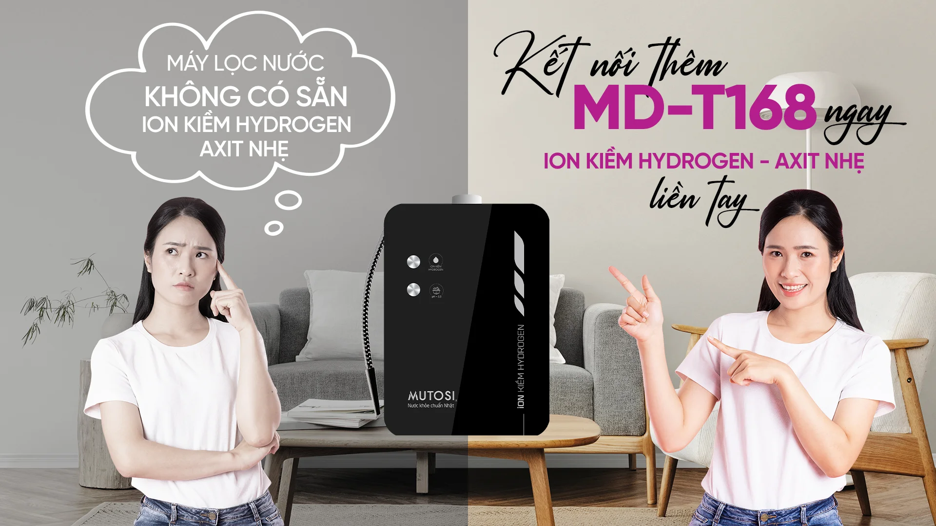 Máy điện Giải Ion Kiềm Hydrogen Mutosi Md T168