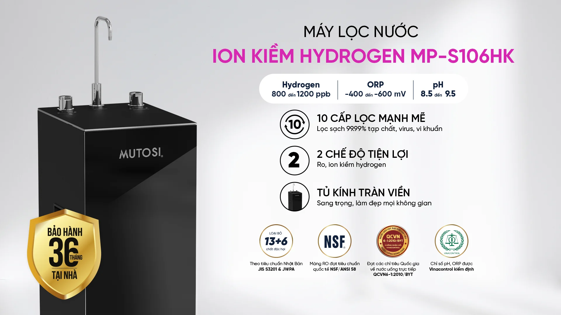 Máy Lọc Nước Ion Kiềm Hydrogen Mutosi Mp S106hk