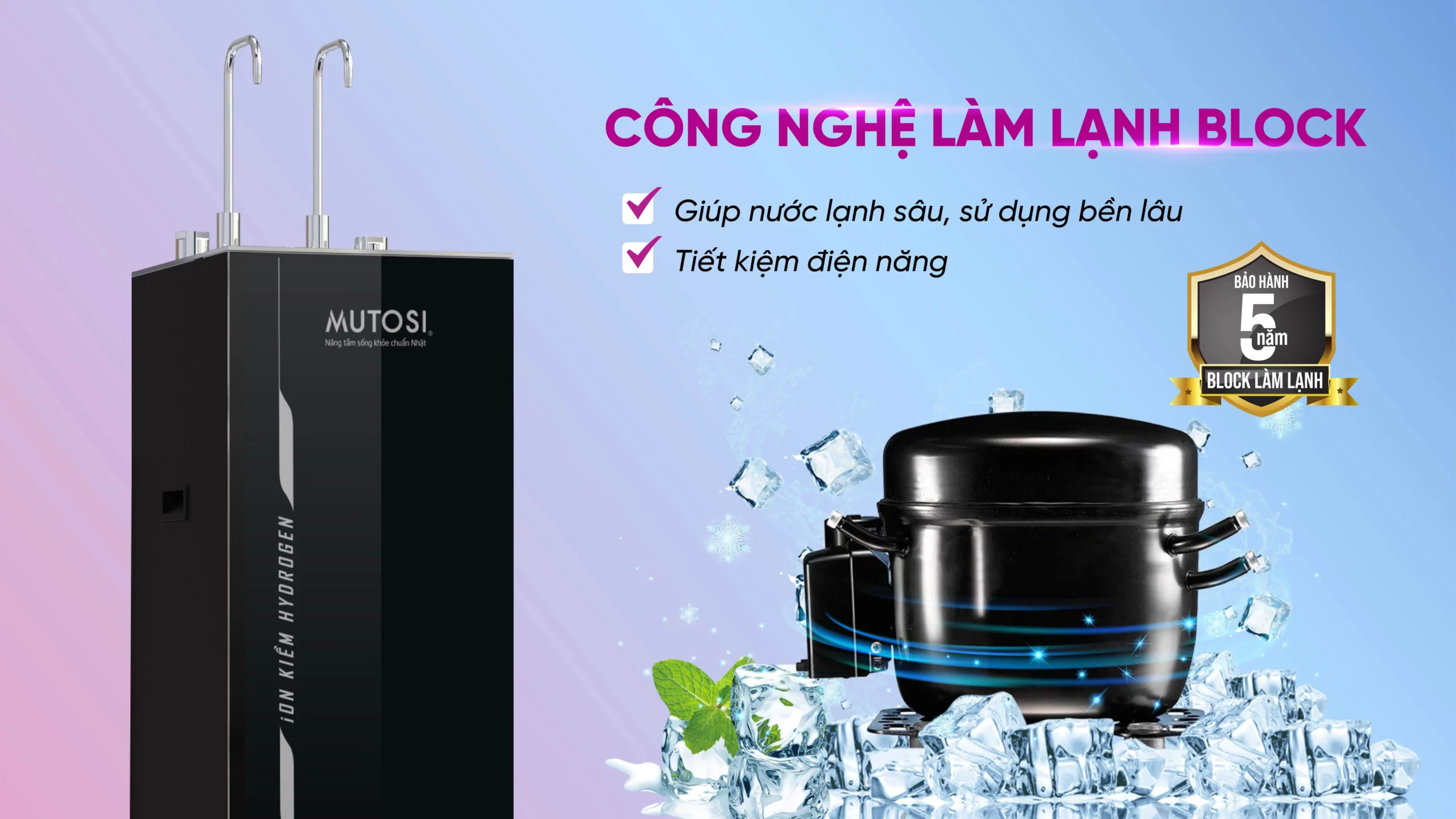 Máy Lọc Nước Ion Kiềm Hydrogen Nóng Lạnh Nguội Mutosi Mp S199hik