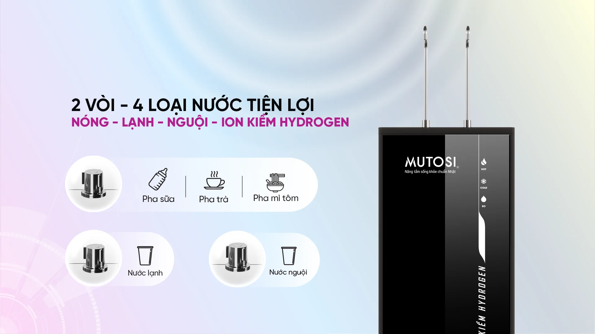 Máy Lọc Nước Nóng Lạnh Nguội Ion Kiềm Hydrogen Mutosi Mp S119hck