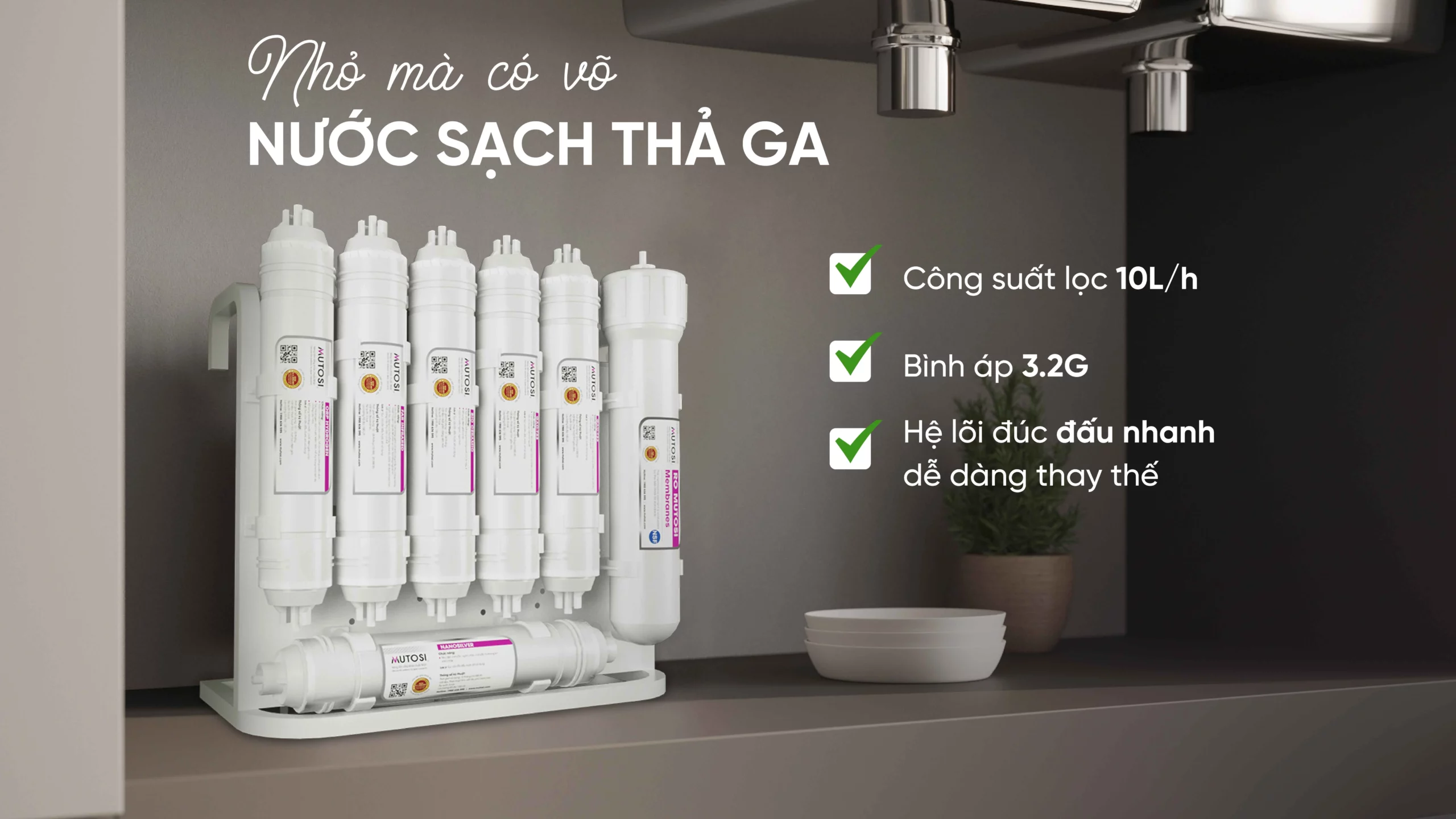 Máy Lọc Nước để Gầm 10 Lõi Mutosi Mp U1368