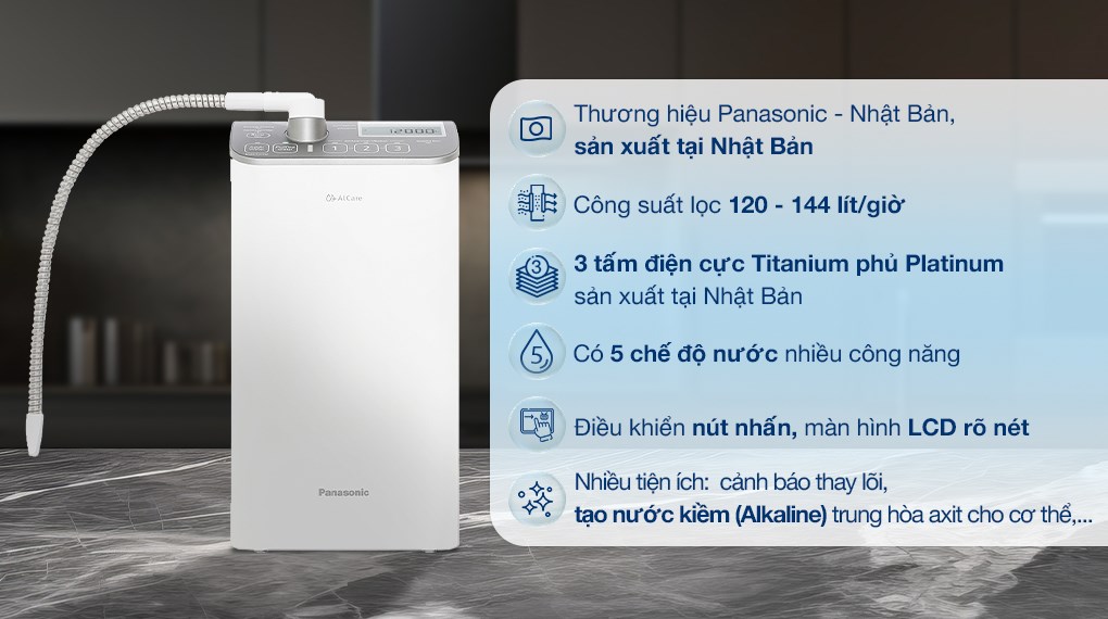 Máy Lọc Nước Ion Kiềm Lõi Lọc Micro Filtration Panasonic Tk As500 Zvn – 3 Tấm Điện Cực
